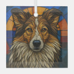Shetland Sheepdog Sheltie Dog &quot;Stained Glass&quot; Glass Ornament