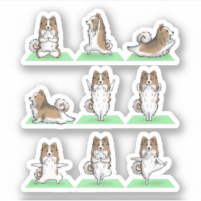Shetland Sheepdog Sheltie Dog Yoga Pose Workout Ex Sticker (Front)