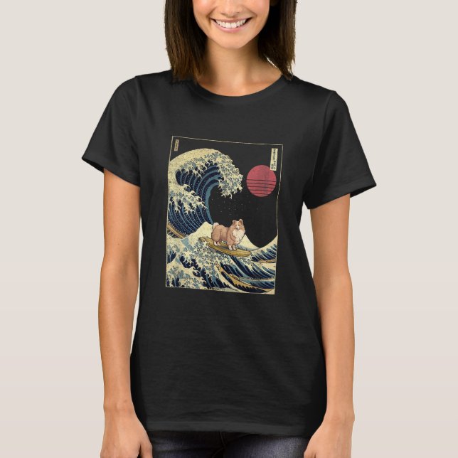 Shetland Sheepdog Sheltie Japanese Kanagawa Wave F T-Shirt (Front)