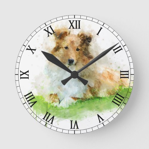 Shetland Sheepdog  sheltie Round Clock