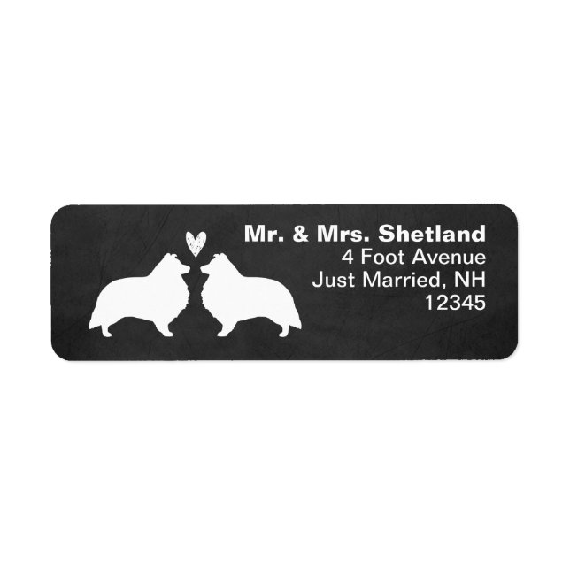 Shetland Sheepdog Sheltie Silhouettes with Heart Label (Front)