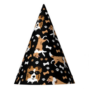 Shetland Sheepdog Shelties Pawprint Pattern Party  Hat