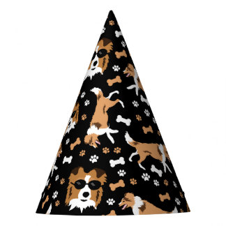 Shetland Sheepdog Shelties Pawprint Pattern Party  Hat