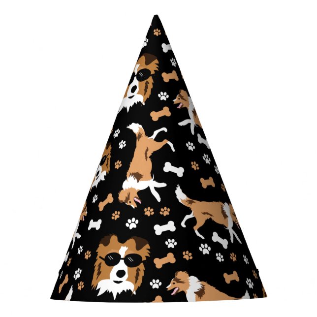 Shetland Sheepdog Shelties Pawprint Pattern Party  Hat (Front)