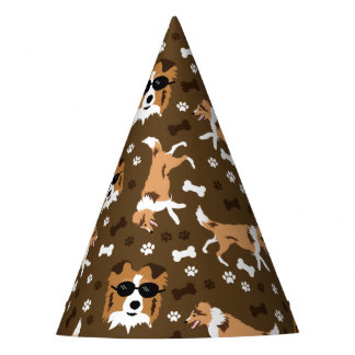 Shetland Sheepdog Shelties Pawprint Pattern Party  Hat