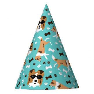 Shetland Sheepdog Shelties Pawprint Pattern Party  Hat