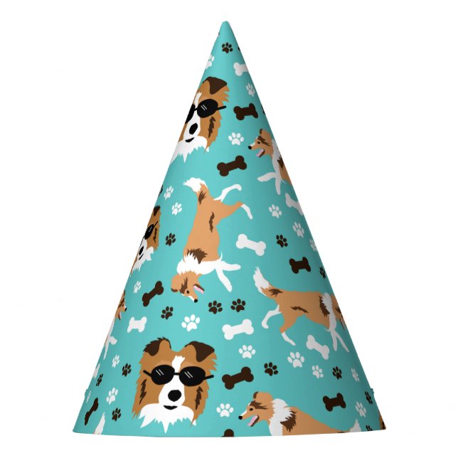 Shetland Sheepdog Shelties Pawprint Pattern Party  Hat (Front)