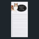 Shetland Sheepdog Shopping List Magnetic Notepad<br><div class="desc">Adorable things to fetch Shetland Sheepdog  with a black chalkboard frame personalized with your name.</div>