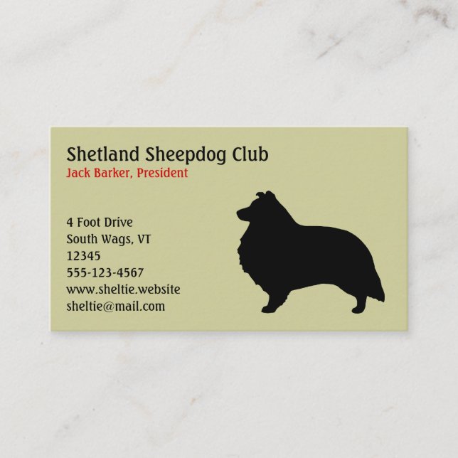 Shetland Sheepdog Silhouette Business Card (Front)