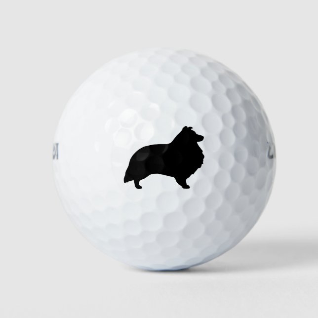 Shetland Sheepdog Silhouette Golf Balls (Front)