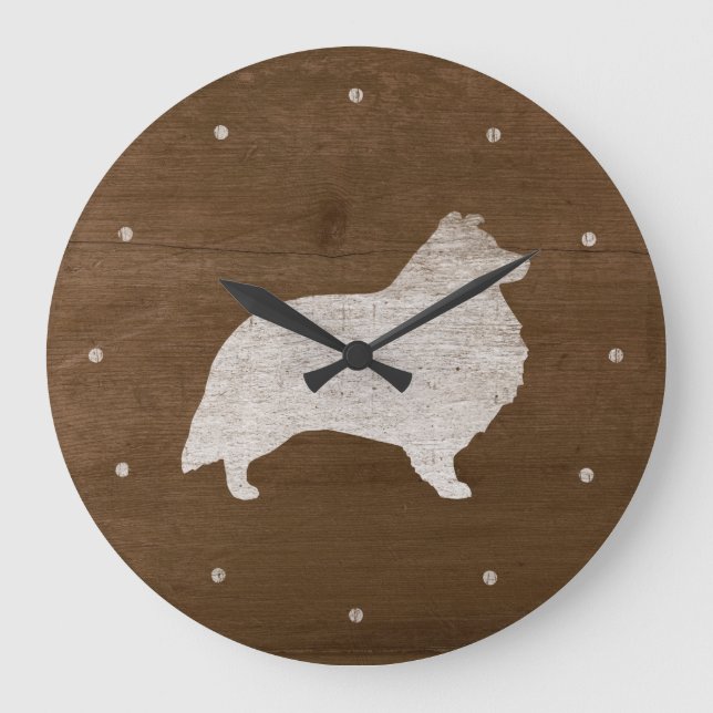Shetland Sheepdog Silhouette Large Clock (Front)