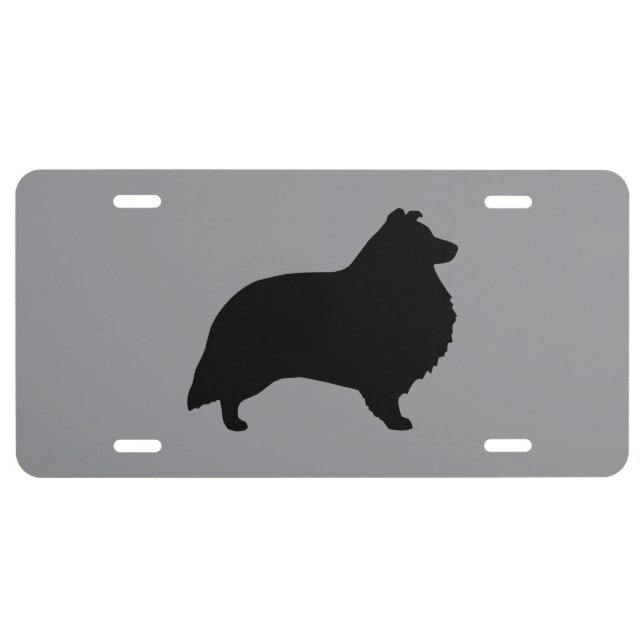Shetland Sheepdog Silhouette License Plate (Front)