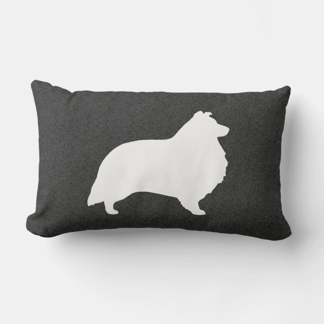 Shetland Sheepdog Silhouette Lumbar Pillow (Front)