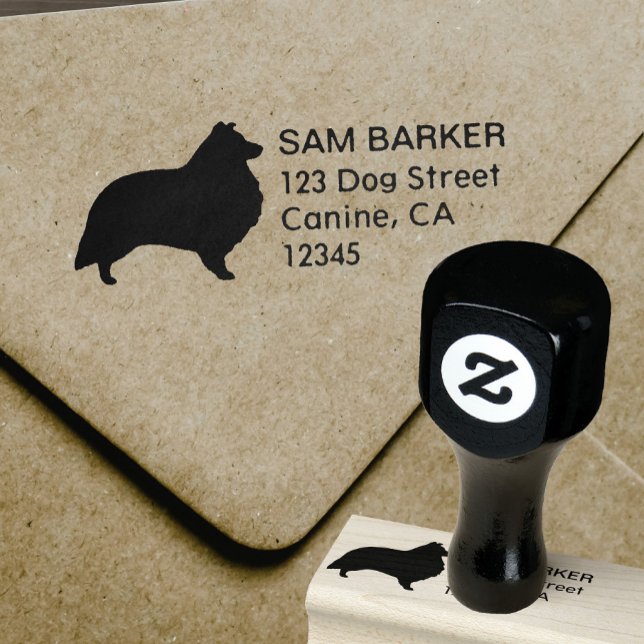 Shetland Sheepdog Silhouette Return Address Rubber Stamp (Creator Uploaded)