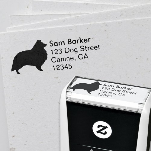 Shetland Sheepdog Silhouette Return Address Self_inking Stamp