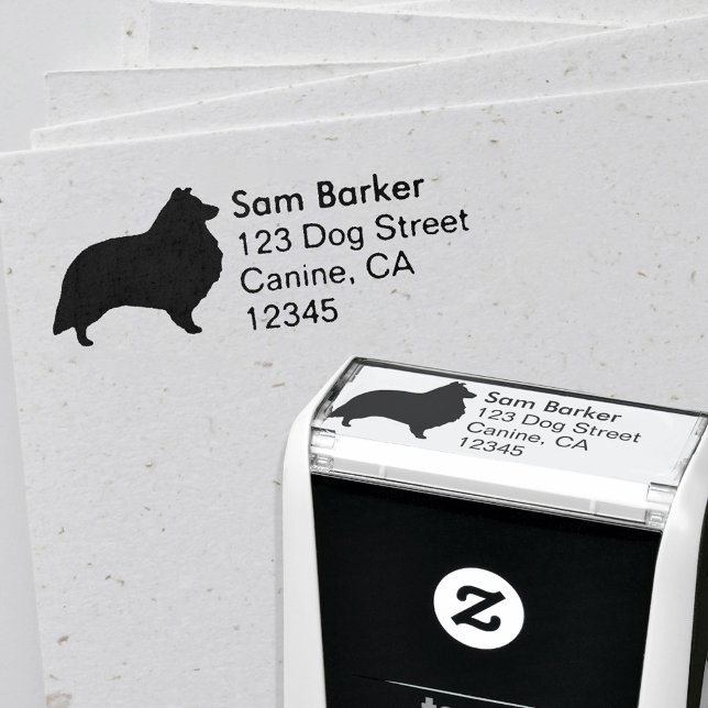 Shetland Sheepdog Silhouette Return Address Self-inking Stamp (Creator Uploaded)