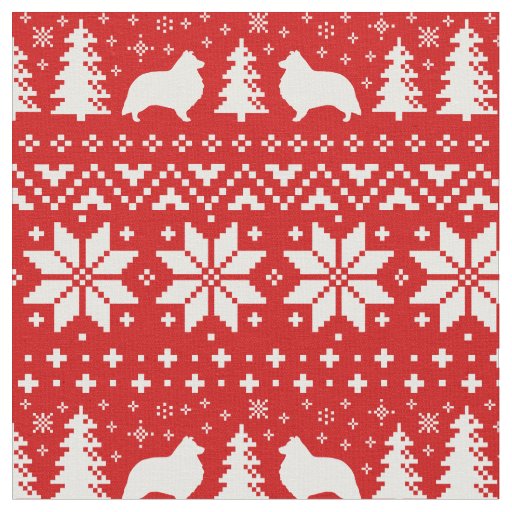 Shetland Sheepdog Silhouettes Christmas Shelties Fabric