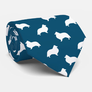 Shetland Sheepdog Silhouettes Pattern Sheltie Dogs Tie