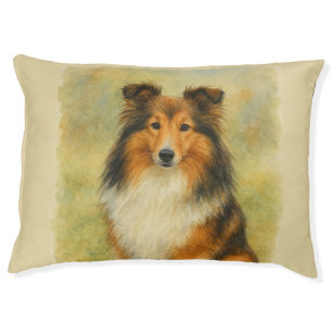 Shetland Sheepdog Sitting Watercolor  Pet Bed