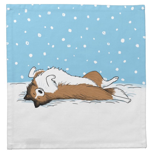 Shetland Sheepdog Snow Dog Sheltie Winter Holiday Cloth Napkin (Front)