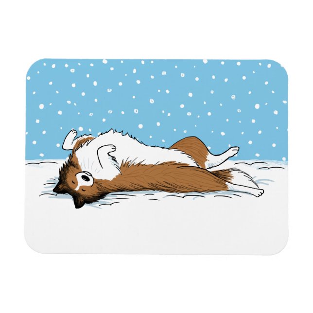 Shetland Sheepdog Snow Dog Sheltie Winter Holiday Magnet (Horizontal)