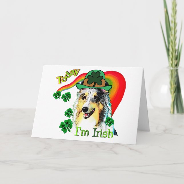 Shetland Sheepdog St Patricks Card (Front)