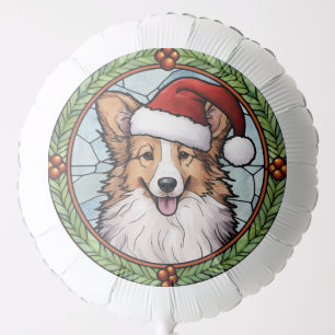 Shetland Sheepdog Stained Glass Christmas Balloon