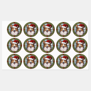 Shetland Sheepdog Stained Glass Christmas Labels