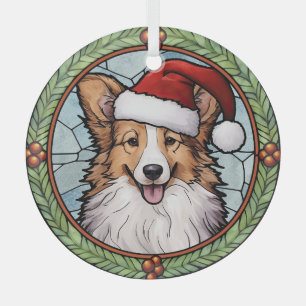 Shetland Sheepdog Stained Glass Christmas Ornament