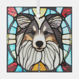 Shetland Sheepdog "Stained Glass"  Glass Ornament