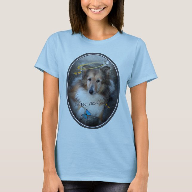 Shetland Sheepdog "The Perfect Angel " apparel T-Shirt (Front)