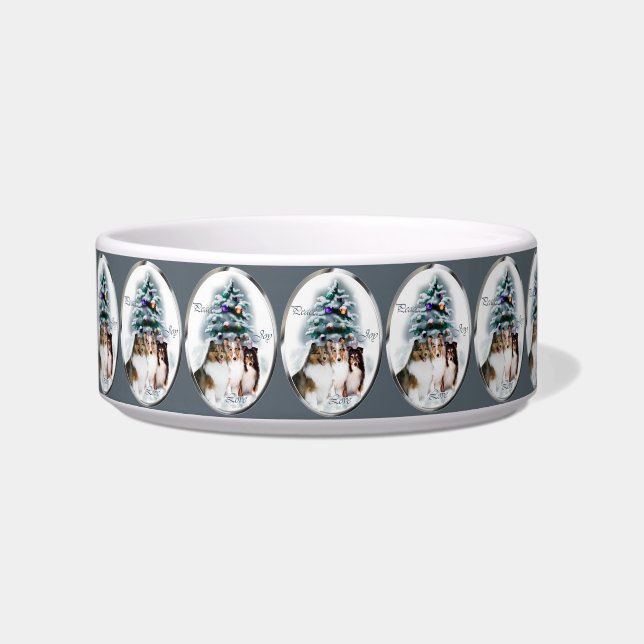 Shetland Sheepdog Trio Christmas   Bowl (Front)