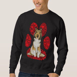 Shetland Sheepdog Valentines Day Dog Love Paw Sweatshirt