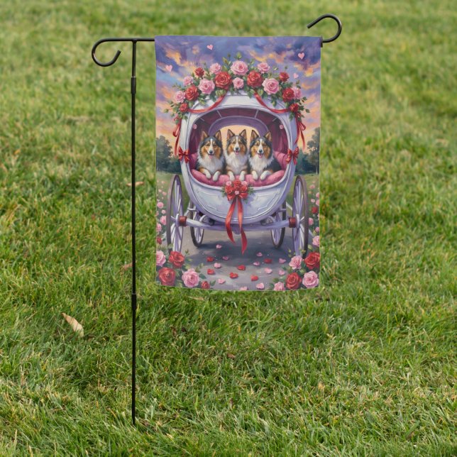 Shetland Sheepdog Valentine's Day  Garden Flag (In SItu)