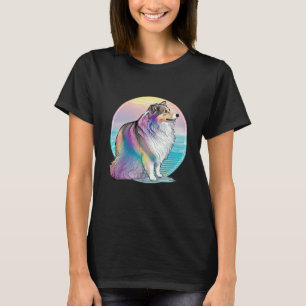 Shetland Sheepdog Vaporwave Retrowave Aesthetic T-Shirt