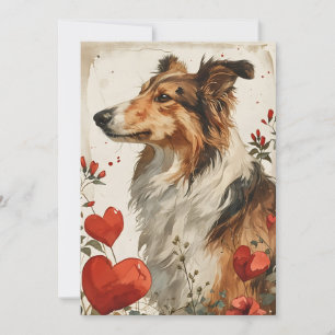 Shetland sheepdog Vintage Valentine's day Holiday Card