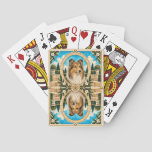 Shetland Sheepdog, Vintage Watercolor Dog Art Poker Cards