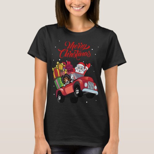 Shetland Sheepdog With Santa Claus In Red Truck Do T_Shirt