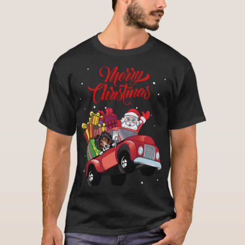 Shetland Sheepdog With Santa Claus In Red Truck Do T_Shirt