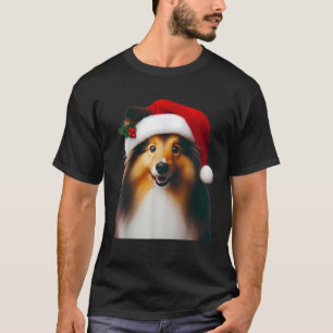 Shetland Sheepdog With Santa Hat Christmas Xmas Do T-Shirt