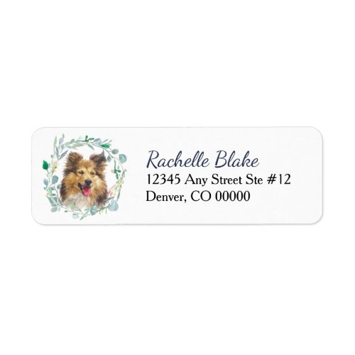 Shetland Sheepdog Wreath Return Address Label