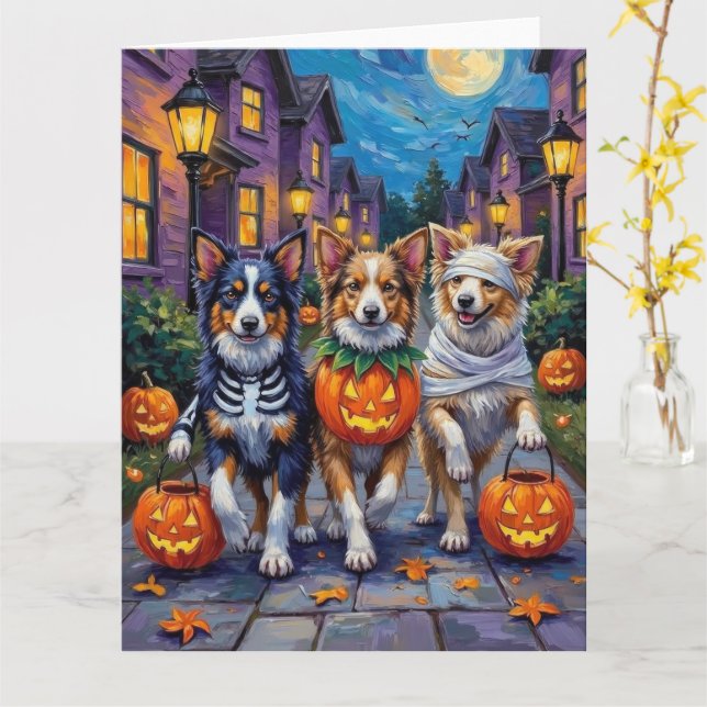 Shetland Sheepdogs in Halloween Costumes Card (Yellow Flower)