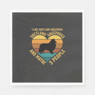 Shetland Sheepdogs Retro Heart Dog Lover Napkins