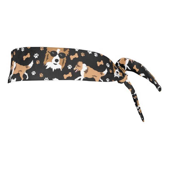 Shetland Sheepdogs Sheltie Dog Paw Print Pattern   Tie Headband (Rotate 90)