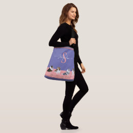 Shetland Sheepdogs, Shelties, on Purple & Pink Crossbody Bag