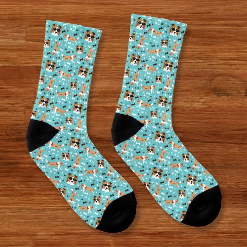 Shetland Sheepdogs Shelties Pattern Turquoise Socks