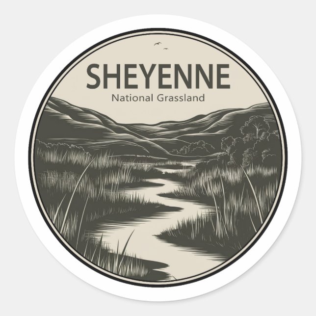 Sheyenne National Grassland Stream Classic Round Sticker (Front)