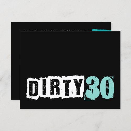 Shh A Surprise Dirty 30th Teal Blue Birthday Party Invitation