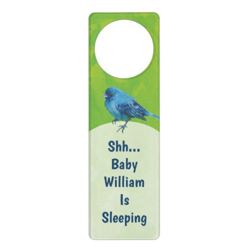 Shh Baby Is Sleeping Monogram Happy Bird Door Hanger