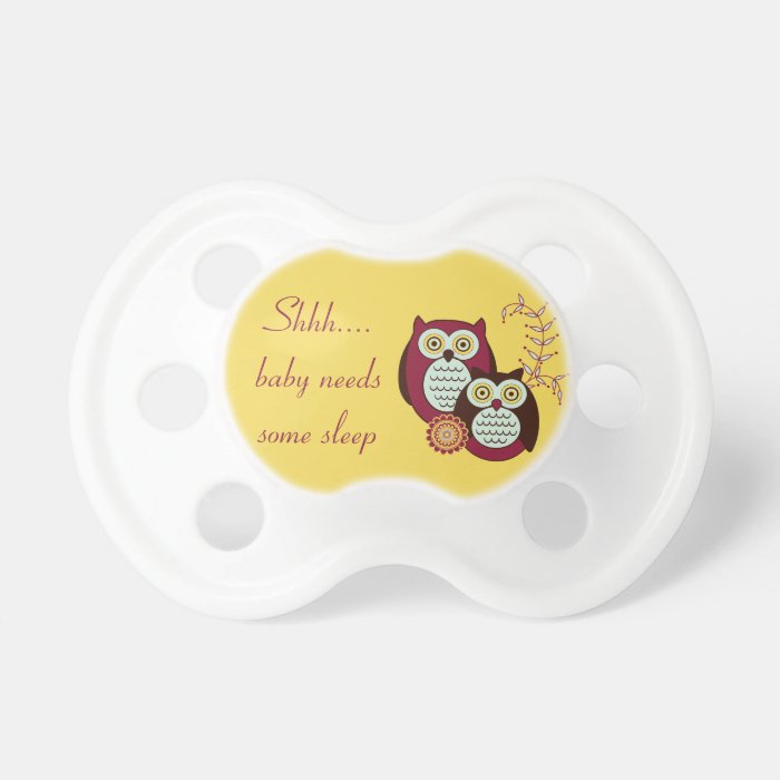 ShhBaby Needs Some Sleep Owl Pacifier   Yellow